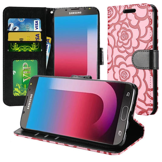 GSA Textured Rose Flip Wallet Case For Samsung J7(2018)/J737 - Pink