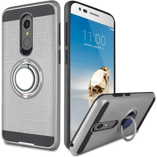 GSA Magnetic Ring Stand Case for LG (Aristo 2, 2 Plus, 3 Plus), Tribute Dynasty Silver