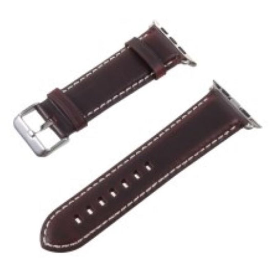 GSA Genuine Leather Buckle Band for iWatch 42/44/45/49mm - Coffee Brown