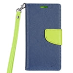 GSA Folio Flip Leather Wallet Case for LG G6, VS988 - Blue/Green