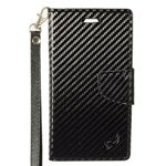 GSA Carbon Fiber Folio Flip Leather Wallet Case For LG G6, VS988 - Black