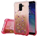 GSA Liquid Glitter Gradient Color Case for Samsung Galaxy A6 - Hot Pink/Clear