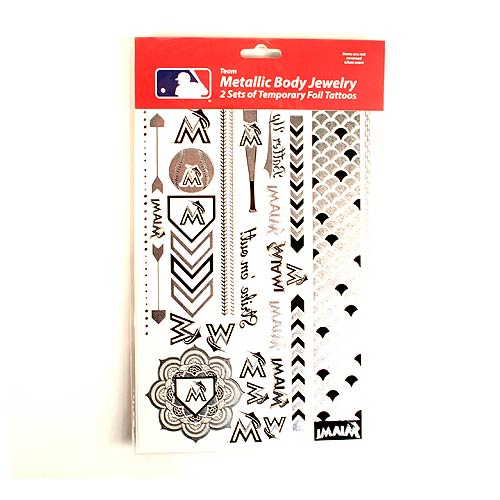 Little Earth MLB Miami Marlins Temporary Foil Tattoo