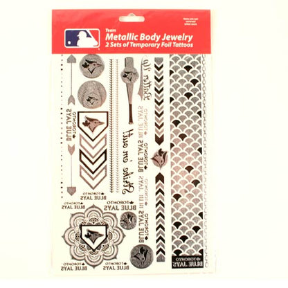 Little Earth MLB Toronto Blue Jays Temporary Foil Tattoos Silver 2 Sheets