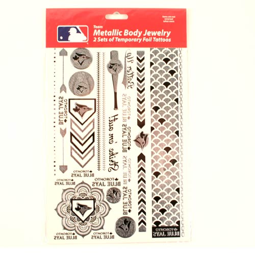 Little Earth MLB Toronto Blue Jays Temporary Foil Tattoos Silver 2 Sheets