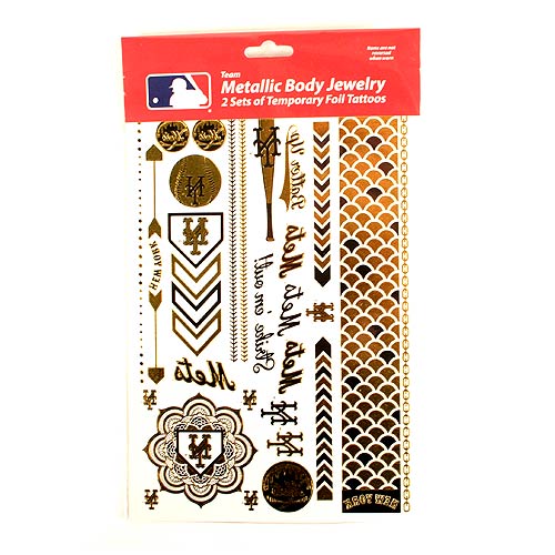 Little Earth MLB New York Mets Temporary Foil Tattoos Gold