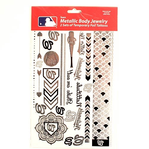 Little Earth MLB Washington Nationals Temporary Foil Tattoos 2 Sheets