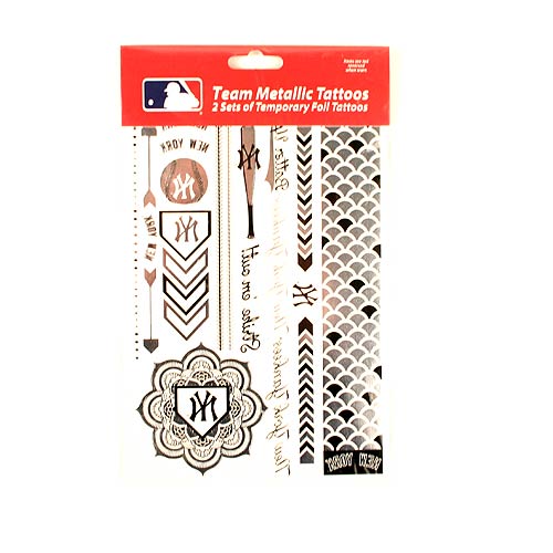 Little Earth MLB New York Yankees Temporary Foil Tattoos Two Sheets