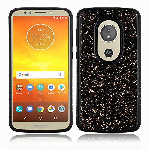 GSA Frozen Gold Glitter Hybrid Case For Motorola Moto E5 Play, E5 Cruise - Black