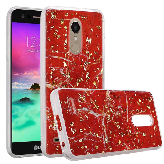 GSA Marble Glitter Case for LG Aristo 2, 3,3+, Fortune 2, Tribute Dynasty (Red)