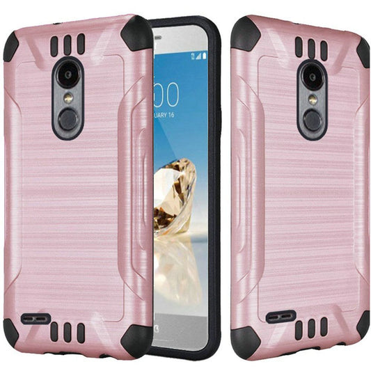 GSA Slim Armor Brushed Design Hybrid Case For LG (Aristo 2, 2 Plus, 3 Plus), Tribute Dynasty - Rose Gold