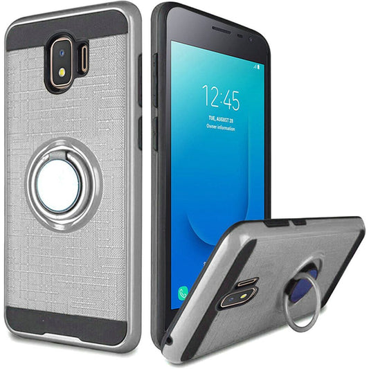 GSA Brushed Matte Ring Stand Hybrid Case For Samsung Galaxy J2 Core - Silver