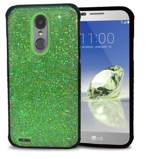 GSA Slim Solid Color Hybrid Glitter Case for LG Aristo 2/3/Tribute Dynasty/ Neon Green