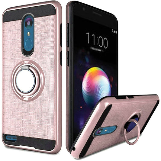 GSA Simplistic Brushed Magnetic Ring Stand Hybrid Case for LG K30 LG K10 (2018)  (Rose Gold)