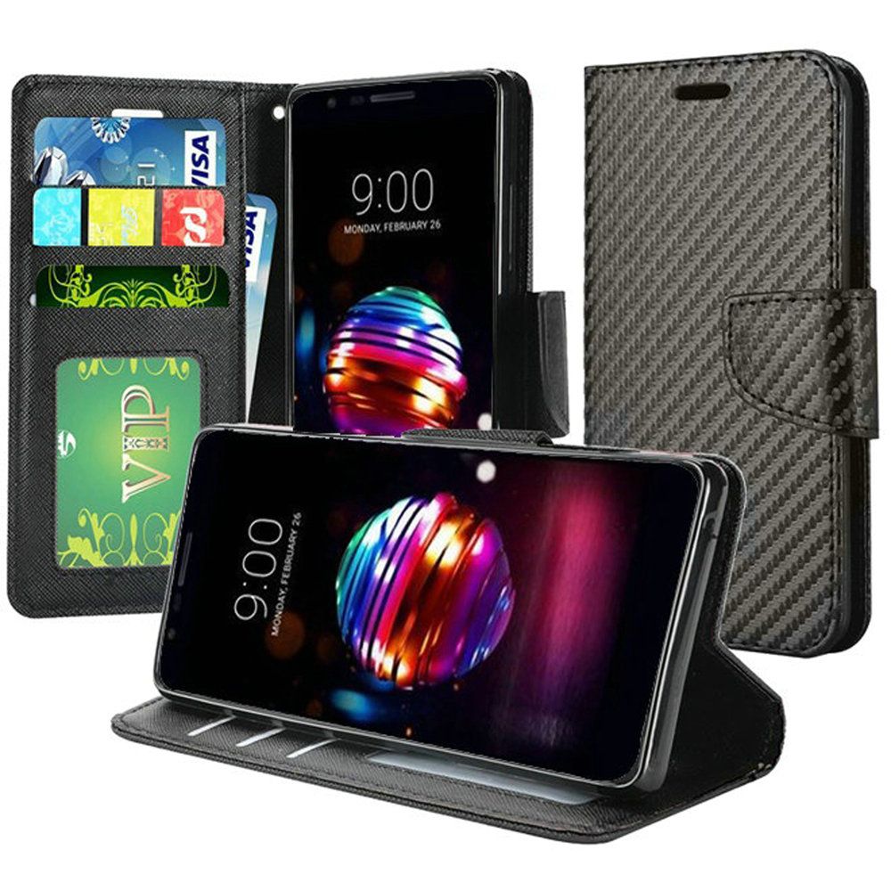 GSA Wallet Carbon Fiber Credit Card Holder Black LG K30,K10 2018, Phoenix Plus, Premier Pro LTE, K10 Alpha