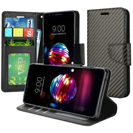 GSA Wallet Carbon Fiber Credit Card Holder Black LG K30,K10 2018, Phoenix Plus, Premier Pro LTE, K10 Alpha