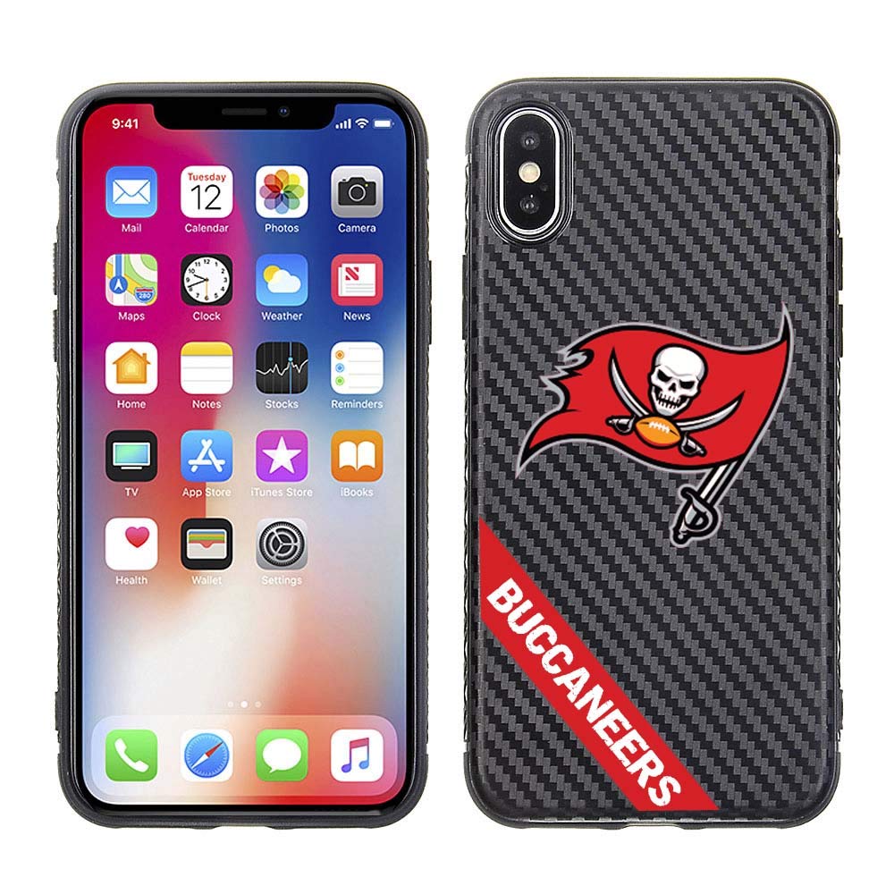 PBG NFL Tampa Bay Buccaneers Black Carbon Case for iPhone X & XS (5.8")