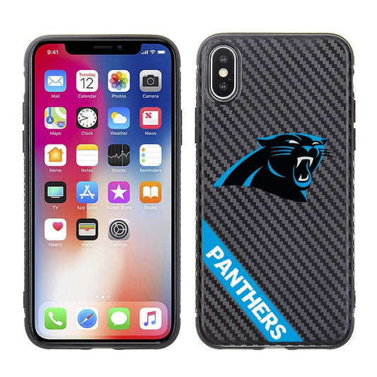 PBG NFL Carolina Panthers Black Carbon Case for iPhone X, XS (5.8")