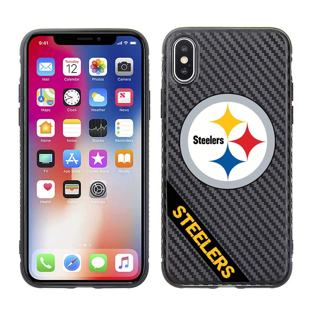 PBG NFL Pittsburgh Steelers Black Carbon Case for iPhone X, XS (5.8")