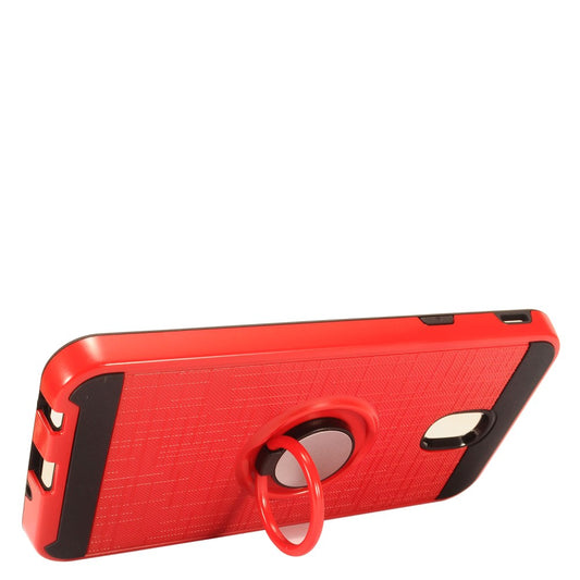 GSA Brushed Hybrid Ring Case For Samsung Galaxy J7 (2018), J737, J7 Crown, J7 Refine Red Black