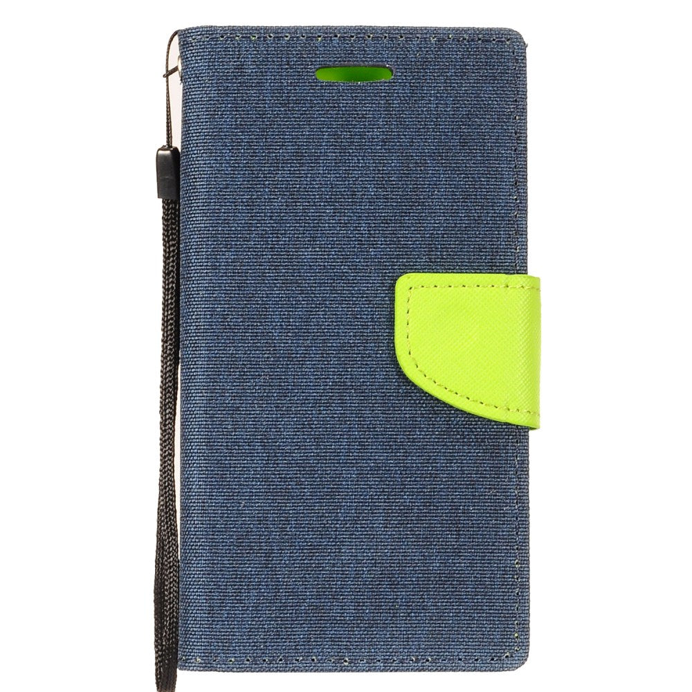 GSA Denim Fabric Flip Wallet Case For LG K30, K10 2018 Harmony2 - Green/Blue