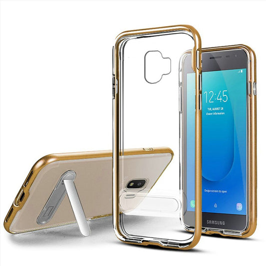 GSA  Bumper Case Kickstand For Samsung J2, J2 Core Clear/Gold