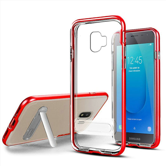 GSA Crystal Clear Hybrid Kickstand Case For Samsung Galaxy J2 Core Red