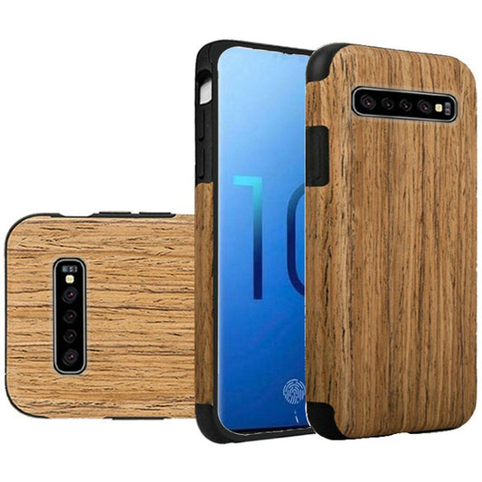 GSA Light Thin Non-Slip TPU Case for Samsung Galaxy S10 Plus (6.4") Brown Wood