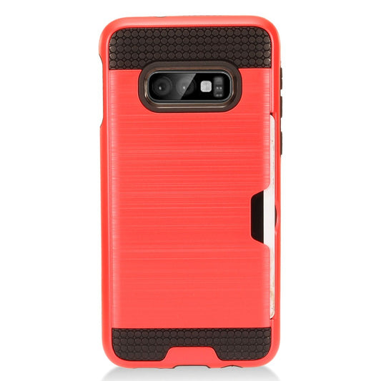 GSA Brushed Hybrid Case w/CC Slot for Samsung S10e (5.8") - Red