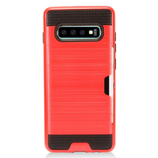 GSA Brushed Case w/CC Slot for Samsung Galaxy S10 Plus (6.4") - Red
