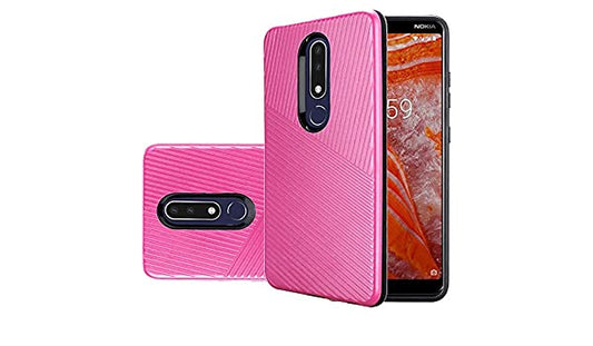 GSA Textured Embossed Lines Hybrid Case for Nokia 3.1 Plus - Hot Pink