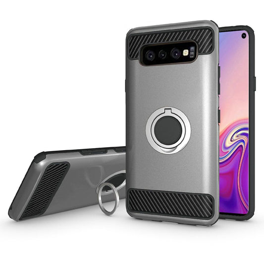 GSA Sleek Metal Hybrid Case w/Ring Stand for Samsung S10 (6.1") Gray