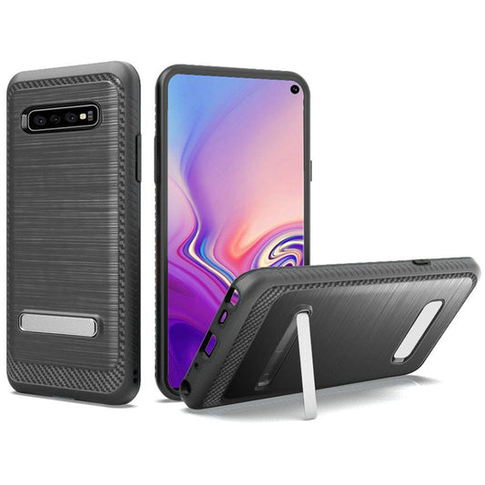 GSA Brushed Hybrid Case Kickstand for Samsung Galaxy S10 (6.1") Black