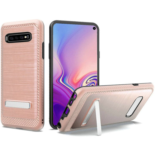 GSA Brushed Hybrid Case w/Kickstand for Samsung S10 (6.1") - Rose Gold