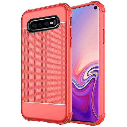GSA Textured Shockproof Hybrid Case for Samsung S10 (6.1") - Red