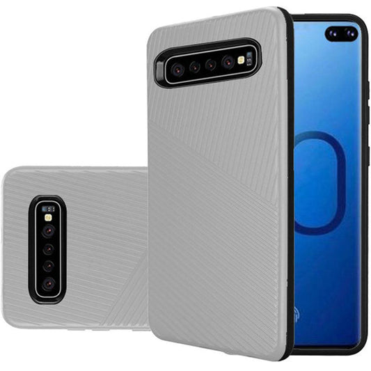 GSA Textured Embossed Lines Case for Samsung S10 Plus (6.4") - Silver