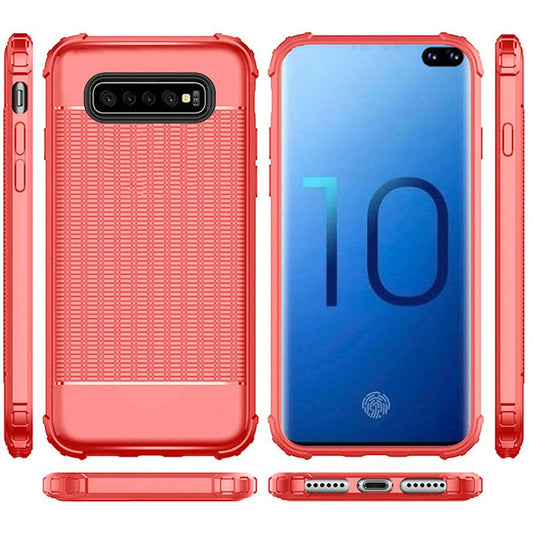GSA Shockproof Textured Hybrid Case for Samsung S10 Plus (6.4") - Red