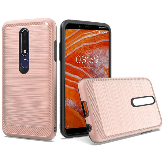 GSA Brushed Case w/Edge Design for Nokia 3.1 Plus - Rose Gold