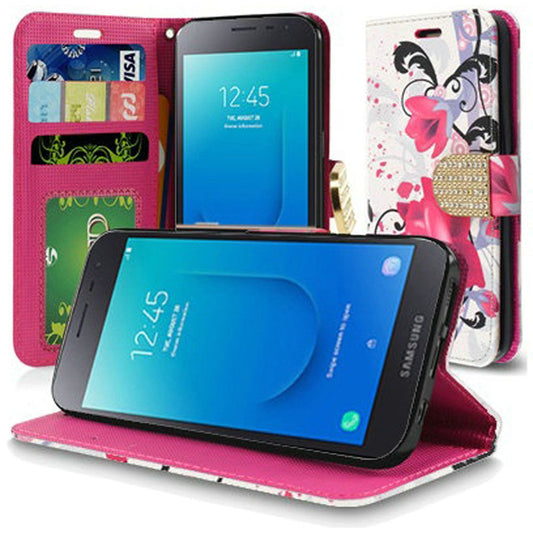 GSA Lily Flip Wallet Case For Samsung Galaxy J2/J2 Core - White/Pink