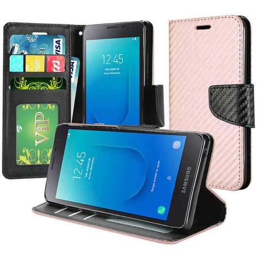 GSA Carbon Wallet For Samsung Galaxy J2 Core Rose Gold Black