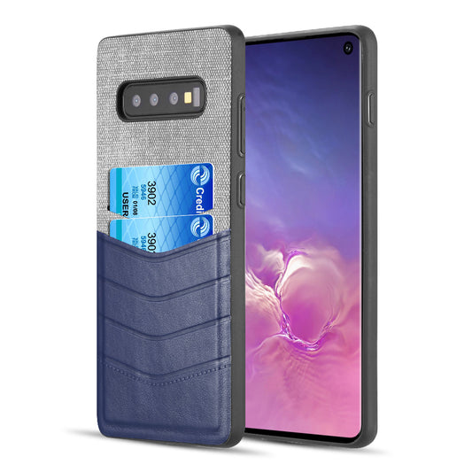 GSA Canvas/Leather Case Credit Card for Samsung Galaxy S10 (6.1") - Gray/Blue