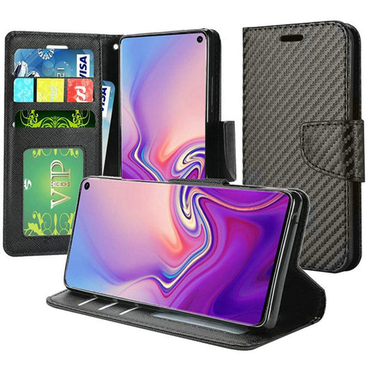 GSA Carbon Fiber Flip Wallet Case for Samsung S10 (6.1") - Black