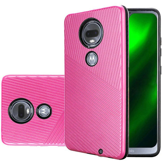 GSA Textured Embossed Case for Motorola Moto G7 Power & Supra Hot Pink/Black
