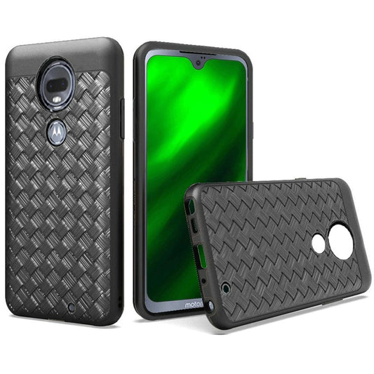 GSA Basket Weave Textured Hybrid Case for Moto G7 Power & Supra Black