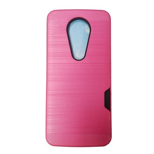 GSA Brushed Case w/Credit Card Holder for Moto G7 Power & Supra - Hot Pink