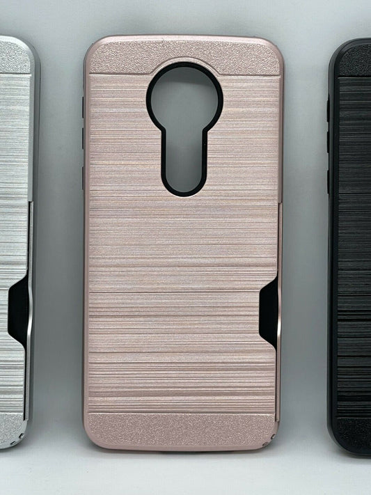 GSA Brushed Case w/Credit Card Holder for Moto G7 Power & Supra- Rose Gold