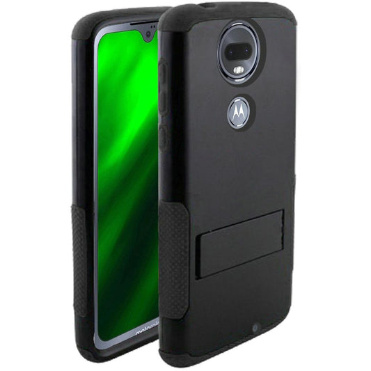 GSA Rugged Hybrid Case w/Kickstand for Motorola Moto G7 Power & Supra - Black