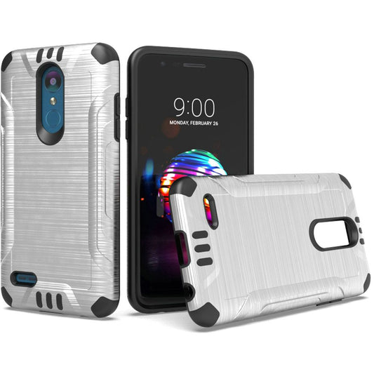 GSA Slim Armor Brushed Hybrid Silver Case For LG K30, K10 2018. LG Phoenix Plus, Harmoney 2, LG Premier Pro