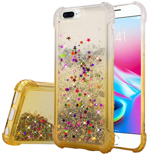GSA Liquid Glitter Two-Tone Candy Case For iPhone 8 Plus/7 Plus - Gold/Clear