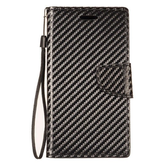 GSA Carbon Fiber Flip Wallet Case for Motorla Moto G7 Play - Black